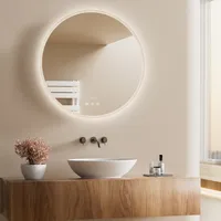 Heilmetz Badspiegel 80cm LED Rund Spiegel mit Beleuchtung Multifunktional Badezimmerspiegel Touchschalte+Beschlagfrei+Uhr+Bluetooth