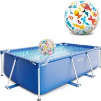 Intex Small Frame Swimming Pool 220x150x60 cm Schwimmbecken Schwimmbad mit Extra-Zubehör: Strandball