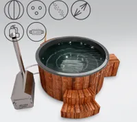 Holzklusiv Hot Tub JADE 200  Thermoholz Spa Deluxe CleanUV Wanne Anthrazit