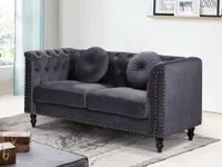 Sofa 2-Sitzer - Samt - Anthrazit - TURNER