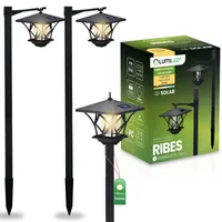 LUMILED 2x solárne svietidlo Záhradné solárne svietidlá so zemným hrotom LED solárne svietidlo Vonkajšie LED teplé biele 3000K solárne záhradné svetlo 150cm cestné osvetlenie