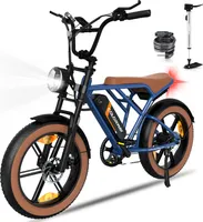 COLORWAY E-Bike damen herren 20 Zoll 4.0 Fat Reifen, Akku 48V 15Ah  720 Wh MTB E-Motorrad Shimano 7 Gang Heckmotor Kettenschaltung LCD Display blau