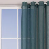 Ösengardine Leinenoptik uni petrol 140x260cm