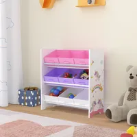 Detský regál "Boiro" s 9 skladacími boxmi s motívom jednorožca 59,5 x 62 x 29,5 cm