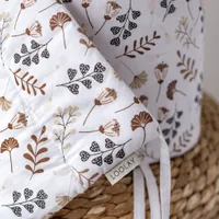 BLUMENWIESE Braun 100% Baumwolle 360 x 30 cm BETTUMRANDUNG Babybett Austattung Babyausstattung Nestchen Blumen Bettschlange. Handgenähnt von LOOLAY®
