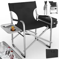 ONBEST Campingstuhl | mit 16L Kühltasche | Seitentisch | 150 kg | Getränkehalter | Oxford 600D*300D Gewebe
