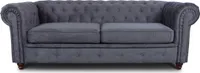 Sofa Chesterfield Asti 3-Sitzer, Couchgarnitur 3-er, Sofagarnitur, Couch mit Holzfüße, Polstersofa - Glamour Design (Graphit (Capri 16))