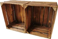 Holzkisten 2er Set Vintage Geflammt 50 x 40 x 30cm