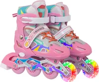Rollschuhe Kinder verstellbar, mit Leuchtenden Rädern Roller Skates Inline Skates für Mädchen, Jungen, Anfänger, Rosa, Größe 26-32