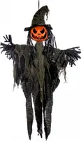 Kürbiskopf Vogelscheuche mit LED Beleuchtung 90 cm als Halloween Deko