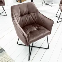 riess-ambiente Exklusiver Design Stuhl LOFT Samt taupe braun mit Armlehne Esszimmerstuhl Essstuhl