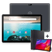 Tablet 10.1 Zoll Android 10.0 3G-Handy-Tablets mit 32 GB Speicher, SIM-Kartensteckplatz, 8MP-Kamera, WLAN, Bluetooth, GPS, Quad-Core, HD-IPS-Touchscreen, unterstützt 3G-Telefonate schwarz, mit Rundumschutz Tablet-Schutzhülle
