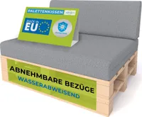 Pillows24 - Vankúše z paliet s odnímateľným poťahom - SADA 2 | Vankúše na pohovku z europaliet 120x80 - Vodoodolné - Vonkajšie/interiérové | Sivé