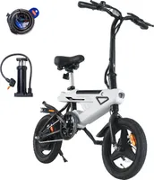 E-Bikes Klappräder 14 Zoll Weiß Elektrofahrräder 25km/h Elektrofahrrad Faltrad 15Km Reichweite AKKU 6,4 Ah 250W Motor E Klapprad Für Herren und Damen