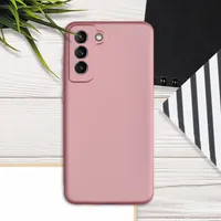 kwmobile Case kompatibel mit Samsung Galaxy S21 FE Hülle - Schutzhülle aus Silikon metallisch schimmernd - Handyhülle Metallic Rosegold