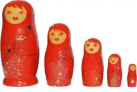 Matroschka Babuschka Sternchen  Holzfiguren  5 Puppen 11cm