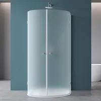 Mai & Mai Halbkreis Dusche 90x90cm U-Duschkabine inkl. Duschtasse & Ablaufgarnitur 6mm ESG-Sicherheitsglas mit Nano-Beschichtung Satiniert R03vs