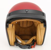 Jethelm Motorradhelm Rollerhelm Halbschalenhelm mit integriertem ausklappbaren Visier Helm Sturzhelm Mofahelm, Farbe Rubinrot, Helmgröße XS