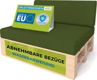 Pillows24 - Palettenkissen mit abnehmbarem Bezug - 2ER SET | Polster für Europaletten 120x80 Sofa - Wasserfest - Outdoor/Indoor | Grün