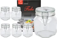 6er Set Einmachglas Bügelverschluss Original Fido 0,75L incl. Bormioli Rezeptheft