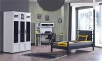 Pokój dziecięcy czarne łóżko dziecięce biurko szafa 3 szt JVmoebel