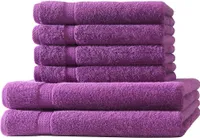 6 tlg. Handtuch Set - Aubergine / Lila - 500g/m²  - 2 Duschtuch 4 Handtuch - 100% Baumwolle