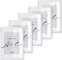 🖼️KNOR®️ Bilderrahmen 21x29,7cm WEIß, 5er Set Posterrahmen, Bilderrahmen, Fotorahmen, bruchsicheres Acrylglas, Picture Frame 21x30, zum Aufhängen & Aufstellen 🎨Isabella Kollektion