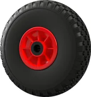 1 x PolyurethanRad Ø 260 mm 3.00-4 Nadellager Ersatzrad Bollerwagen Sackkarren PANNENSICHER, schwarz/rot
