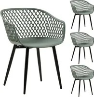 Esszimmerstuhl MADEIRA, schöner Küchenstuhl im Retro Design, bequemer Essstuhl im 4er Set, praktischer Essstuhl aus Kunststoff in olivgrün