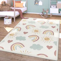 TT Home Waschbarer Teppich Krabbelmatte Babyzimmer Kinder Rutschfest Flauschig Punkte Größe 80x150 cm