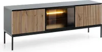 TV Lowboard mit Beleuchtung in schwarz mit Wotan Eiche SIBARI-160