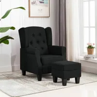 vidaXL Křeslo s podnožkou Černá látka
