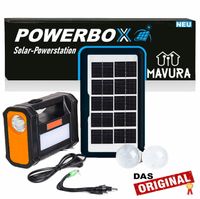 POWERBOX Solar Powerstation Solargenerator Camping Power Bank mit LED Leuchten