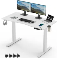 Mondeer Höhenverstellbarer Schreibtisch mit Rollen Elektrischer mit 3 Memory-Funktionen und Silent-Technologie 120*60cm Weiß