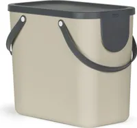Rotho Mülltrennsystem 25L Albula - Mülleimer 40,0 x 23,5 x 34,0 cm - Abfalleimer Kunststoff mit Griffen - Müllbehälter mit Deckel und Aufklebern