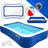 KESSER® Aufblasbarer Pool Familienpool für Kinder und Erwachsene Gartenschwimmbad Familienschwimmbad Sommer Planschbecken Füllmenge Kinderfreundlich Entwässerungslöcher
