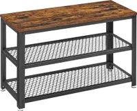Lavica na topánky, stojan na topánky s 2 policami, organizér na topánky, 73 X 30 X 45 cm, obývacia izba, oceľová konštrukcia, interiérový štýl