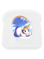 Einhorn Brotdose Lunchbox weiss 13x5x13cm