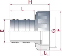 PVC Schlauchtülle mit Überwurfmutter 11/4" IG x 25 mm