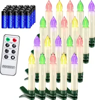 DEUBA® LED Weihnachtsbaumkerzen Kabellos 20er Set Bunt mit Batterie Timer Christbaumkerzen Tannenbaumkerzen Lichterkette Weihnachtsbaum Beleuchtung