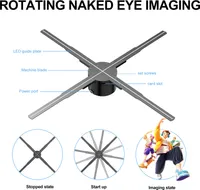 3D hologramový projektor Reklamní displej Ventilátor Nástěnný přehrávač 2K HD LED Foto Video Ventilátor s 722ks LED světelných korálků Dálkové ovládání Sign Real Time Screen Display pro Business Shop