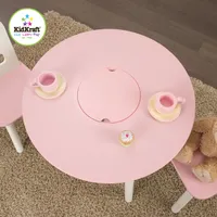 KidKraft 26165 Runder Aufbewahrungstisch mit zwei Stühlen - Weiß/Pink ; Maße (LxBxH): 60 cm x Table: 60 x 60 x 44Chairs: 30 x 29 x 52 cm x 52