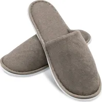 10er Set Frottierslipper geschlossen, Universalgröße, grau-braun