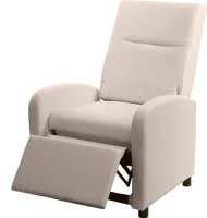Fotel TV HWC-H18, fotel rozkładany, imitacja skóry , składany 99x70x75cm ~ kremowy