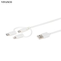 VIVanco™3in1 Ladekabelset, Micro USB, USB Type C™, Lightning, 1m