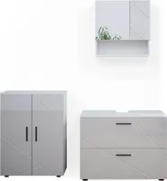 Vicco Badmöbel-Set Irma, 3 Teile, mit Unterschrank 80 cm, Weiß Hochglanz