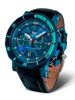 Vostok Europe Lunokhod 2 Grand Chrono Blau - Quarz Herrenuhr mit Stahlarmband - 6S21-620E278