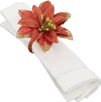 Serviettenring, Weihnachtsstern mit goldener Verzierung, 2er-Set