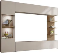 MIRJAN24 Wohnwand Lazando, Stilvoll Wohnzimmer-Set, Schrankwand, Praktisch Mediawand, TV-Schrank (Farbe: Cashmere + Cremona Eiche, mit weißer LED Beleuchtung)