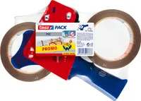 tesa Paketklebeband Abroller inkl. 2 Rollen extra starkes Paketband Braun 50 mm